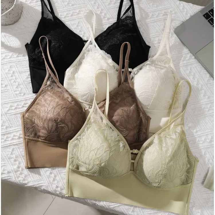 CHUJIAN/初见女士蕾丝文胸法式性感美背小胸聚拢薄款舒适内衣