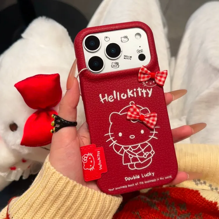 欧克里里秋冬KT蝴蝶结标签适用苹果17/16手机壳华为vivo小米oppo