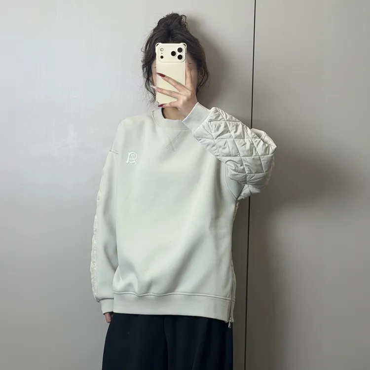 冬季新款拉链设计加绒加厚纯色简约休闲潮牌落肩圆领长袖卫衣男士