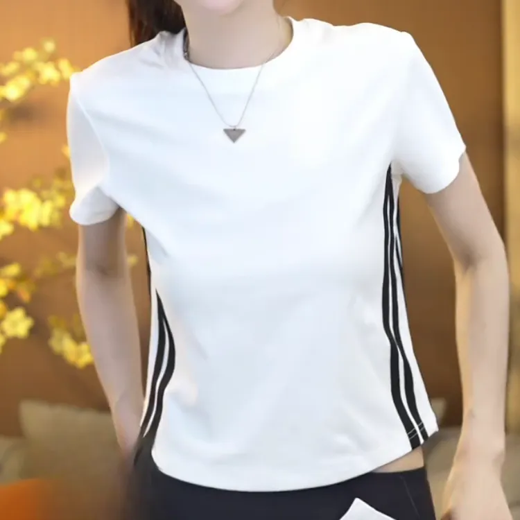 2025新款夏装修身显瘦百搭时尚美式复古白色短袖t恤女LK2502267