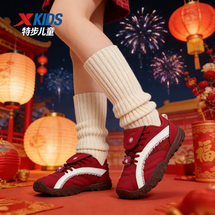 特步儿童冬季新款德训鞋女童高街潮流时尚百搭休闲鞋674114329006