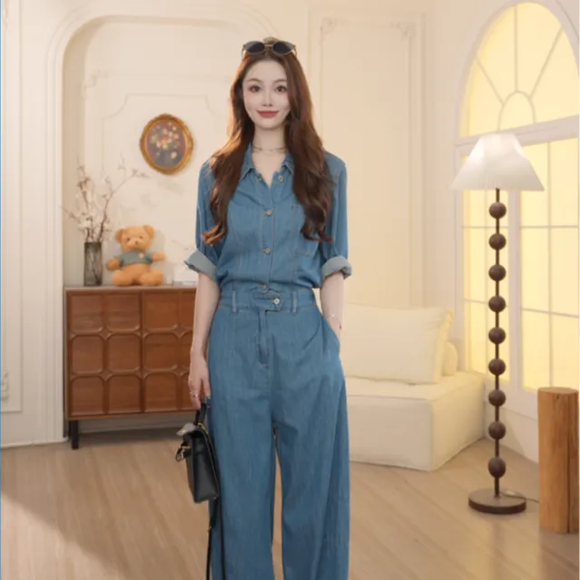 Basic House/百家好2025春夏新款气质显瘦时尚百搭连体服女DC558