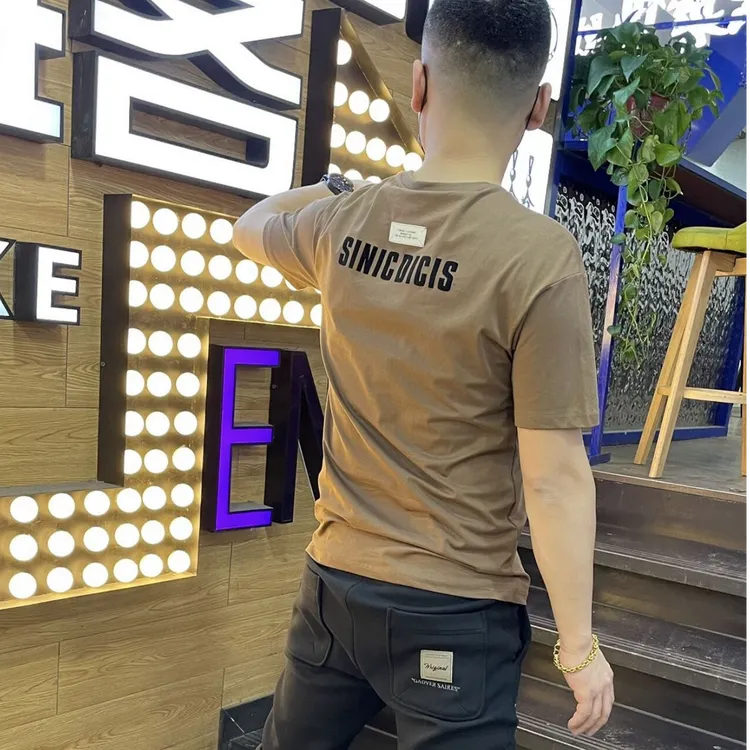 纯棉t恤2025夏季新款男士短袖打底时尚潮流圆领印花修身半袖男装