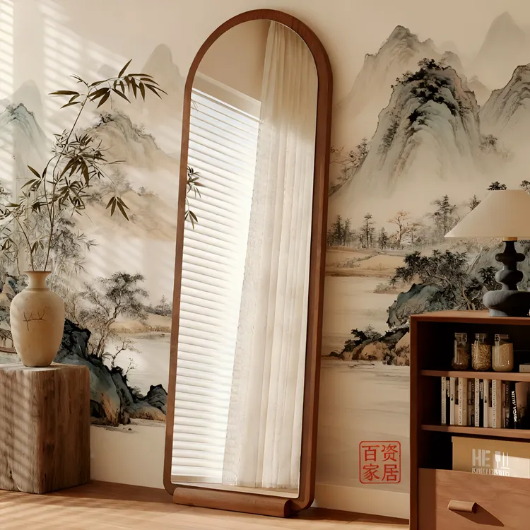 厂家直销复古风拱形全身镜落地镜家用轻奢高级镜子中古挂墙穿衣镜
