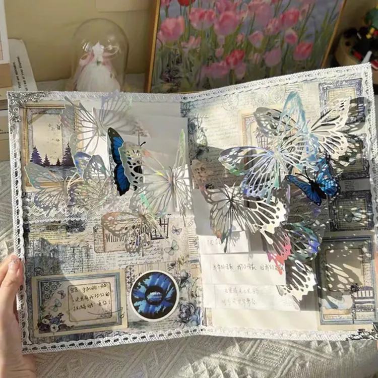 手工diy镂空蝴蝶立体书材料自制NFC贺卡生日纪念日礼物表白送情侣