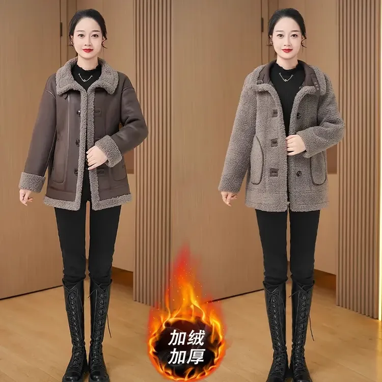 两面穿皮毛一体外套女2025秋冬季加绒加厚高端欧货小个子保暖外套