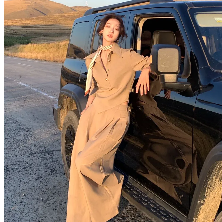 老钱风时尚气质套装女秋季2025新款高级设计感小众上衣阔腿裤子潮