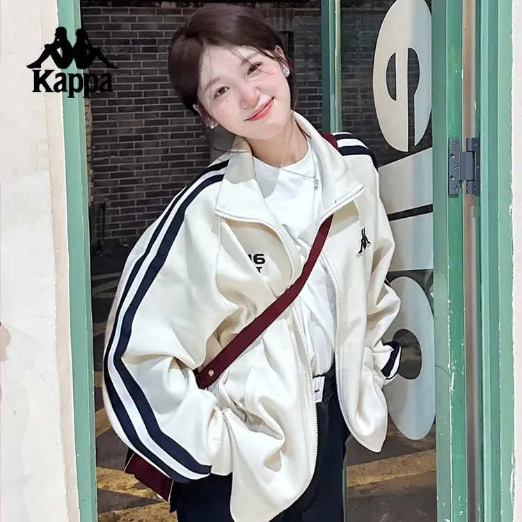 【明星同款】Kappa卡帕男女针织运动复古时尚休闲外套女组合套装