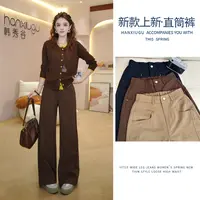 2025早秋新款纯色减龄休闲裤女显瘦宽松时尚简约直筒裤子潮B219