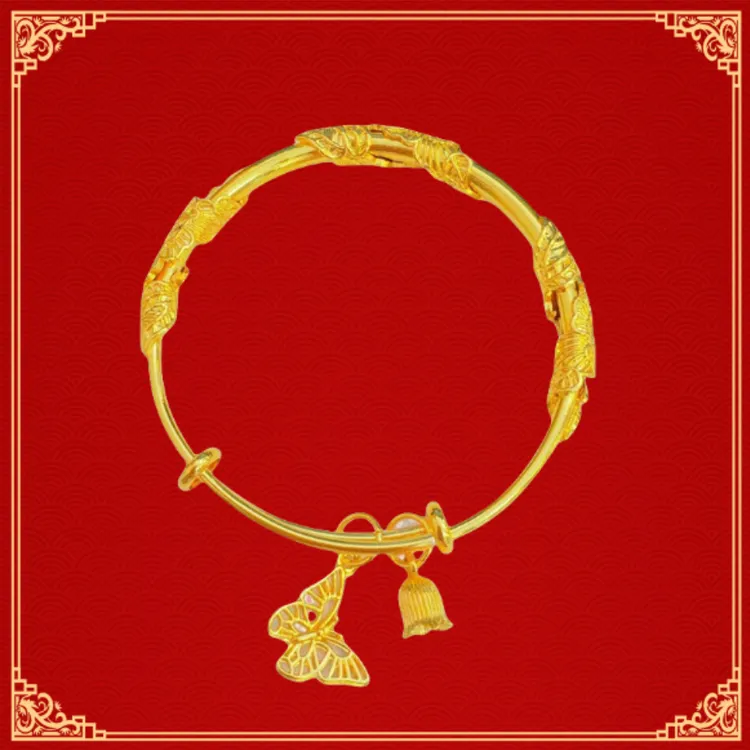 铜合金手镯 【现货现发】精工相思藤繁花似锦蝴蝶手镯镂空推拉款