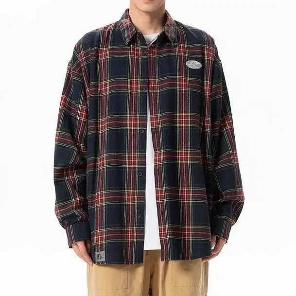 【现货+运费险】格子外套男夏季薄款2025新款衬衫中长款外穿宽松