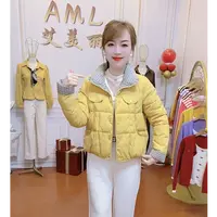 AML 方格绗棉格子领袖拼接2025新款轻薄保暖时尚显瘦洋气短款棉服