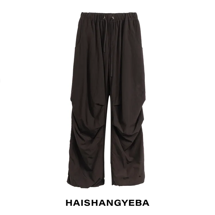 【海上叶爸】新款2025秋冬百搭3M工装松紧腰双层工艺宽松棉裤