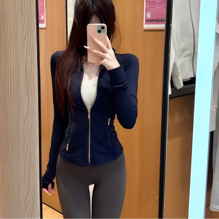 女士运动夹克健身运动立领紧身外套瑜伽上衣女