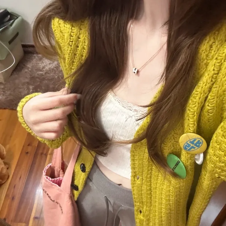 法式复古宽松显瘦针织开衫毛衣外套女高级感慵懒风长袖上衣春百搭