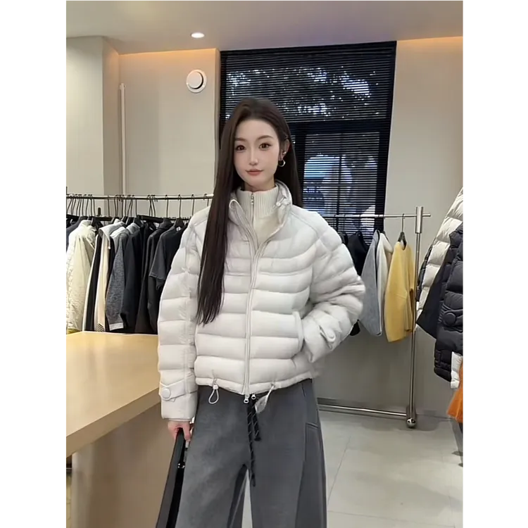 泡芙云感排骨羽绒服女2025新款宽松立领超好看短款小个子外套