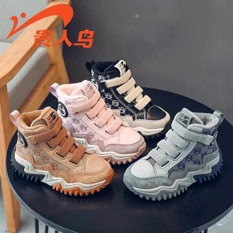 贵人鸟童鞋秋季新款毛毛鞋儿童高帮男童运动鞋加绒女童鞋保暖棉鞋