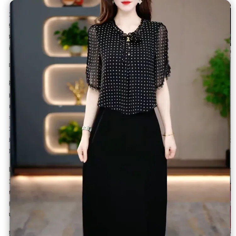 大码女装法式时尚优雅连衣裙气质遮腹显瘦中长款连衣裙中长款1688