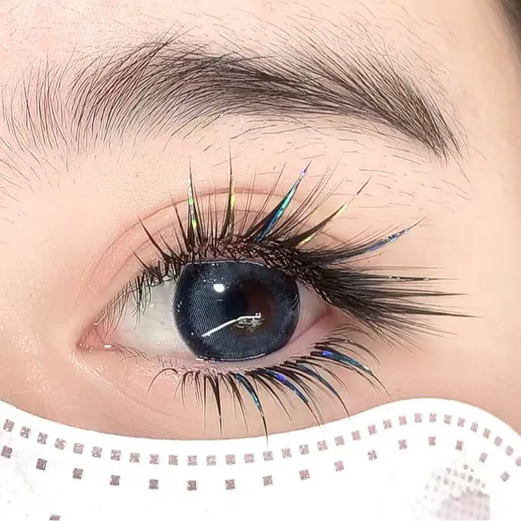 镭射极光加长翘睫毛睫毛彩色假睫毛