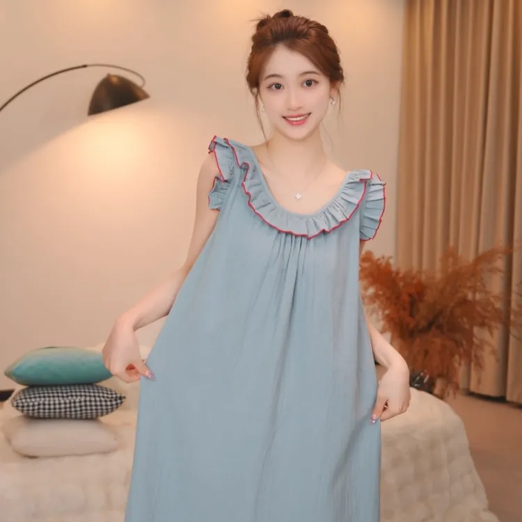 板栗小姐【湖悦X】2025年新款女夏季甜美高级家居服可外穿睡裙睡衣