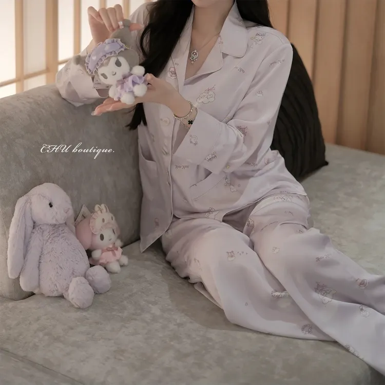 SIEOYJIEA/私迹【莓丽时光长袖】女款图案猫咪可爱睡衣女家居服套装
