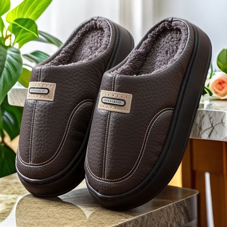 棉拖鞋舒适棉鞋秋冬季拖鞋男不掉毛拖鞋男士款防水棉鞋男款