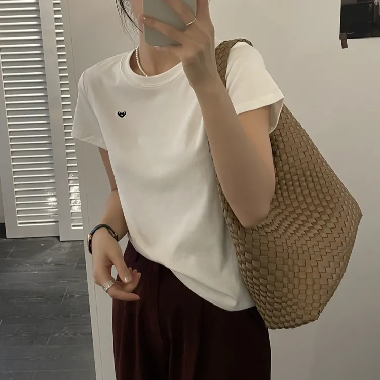 「减龄小眼睛刺绣」透气赛罗棉短袖T恤 夏季韩版休闲百搭显瘦Z504