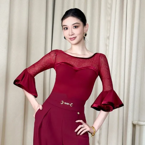 丹珍舞服摩登舞秋季新品交谊舞双人舞广场舞国标练功服上衣W70