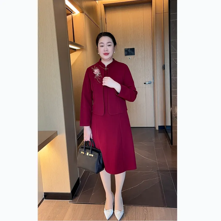 优雅气质套装裙洋气婚礼妈妈礼服平时可穿中年时尚两件套连衣裙春