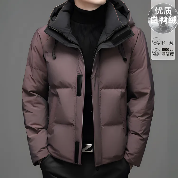 罗蒙男士羽绒服百搭带帽防风面包服男款冬季加厚保暖鸭绒外套男