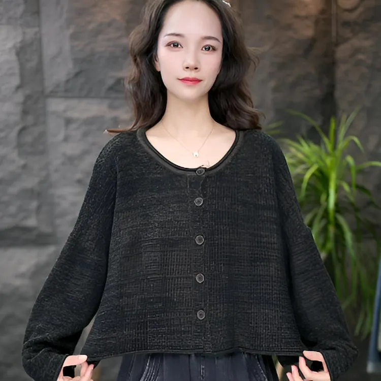 JJ长袖针织秋季常规款长袖镂空针织毛针织衫纯色复古幂式穿搭