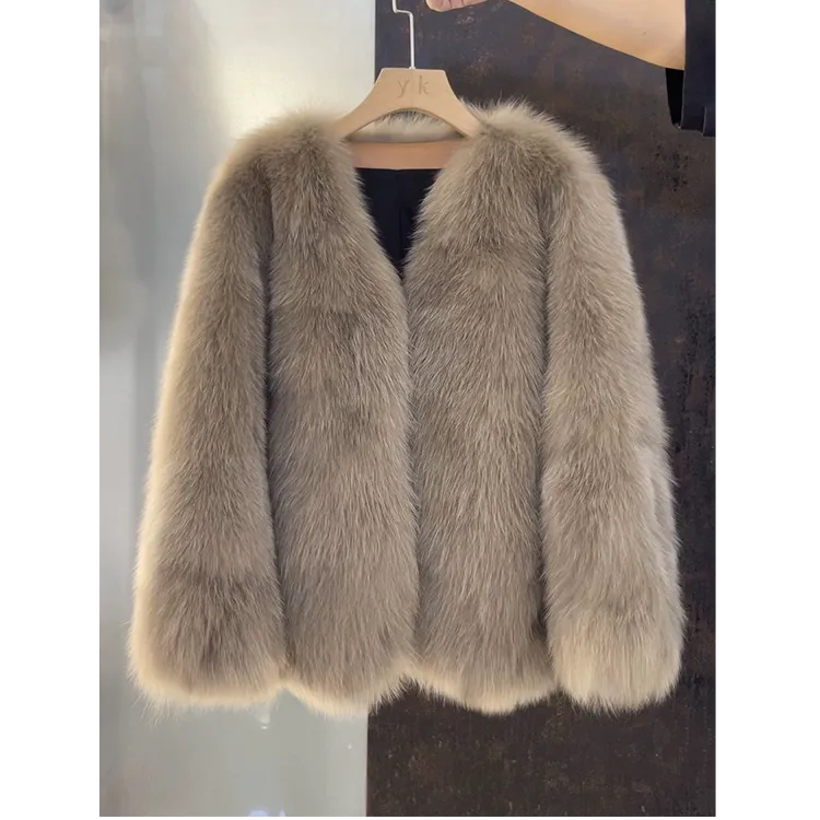 美拉德秋冬厚外套棉服高级感轻奢毛毛外套女中长款加厚保暖