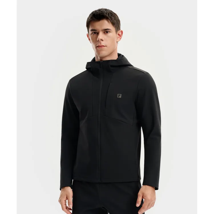 Fila/斐乐男【弹力防风】秋季新款简约户外针织连帽外套A11M541503F