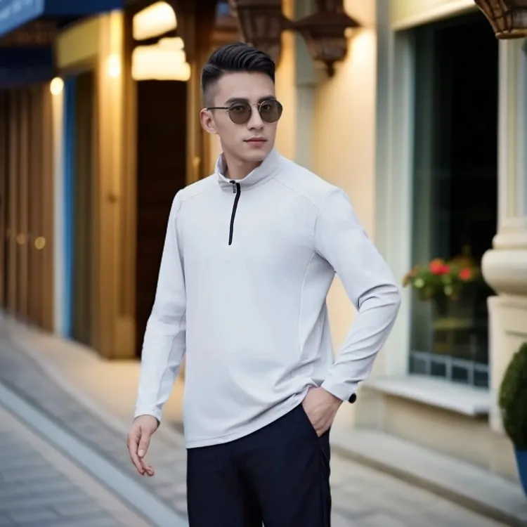 无印立领四面弹拉绒半拉链运动秋季男士户外男长袖保暖秋冬