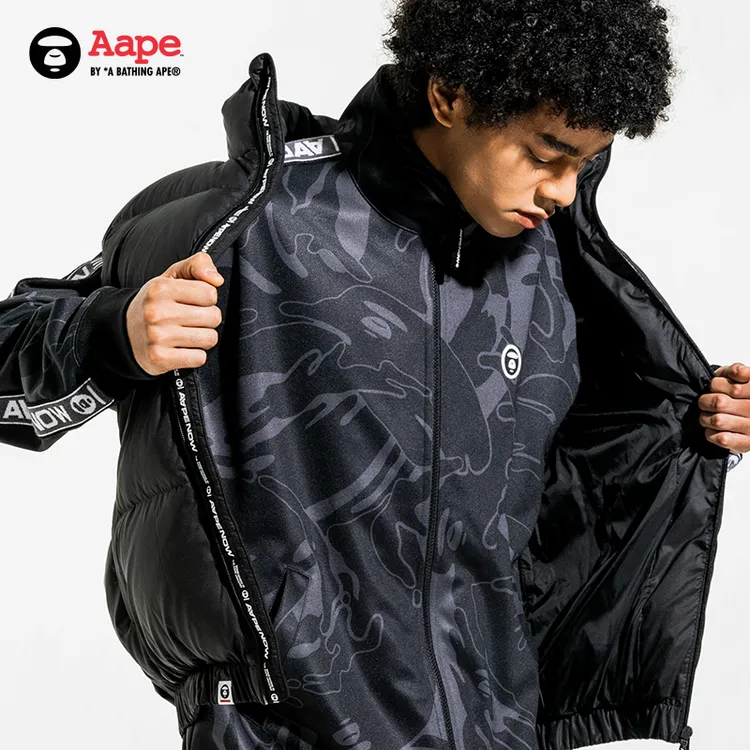 Aape旗舰店男装25秋冬侧边串标猿人迷彩潮流卫衣外套C347XXP