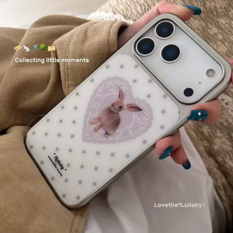 银边玻璃星星蕾丝爱心小兔适用iPhone17promax手机壳苹果16/15/14