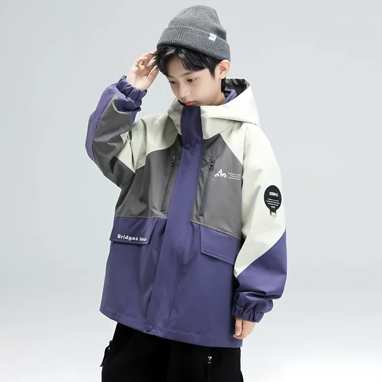 男童春装外套2025新款春季中大童男孩时尚外套帅气炸街连帽风衣潮