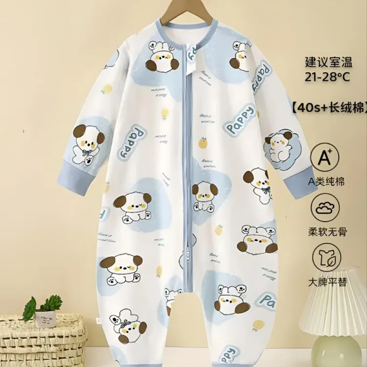 100%纯棉睡袋宝宝连体衣四季款中小童爬服小孩宝宝睡袋秋冬防踢被