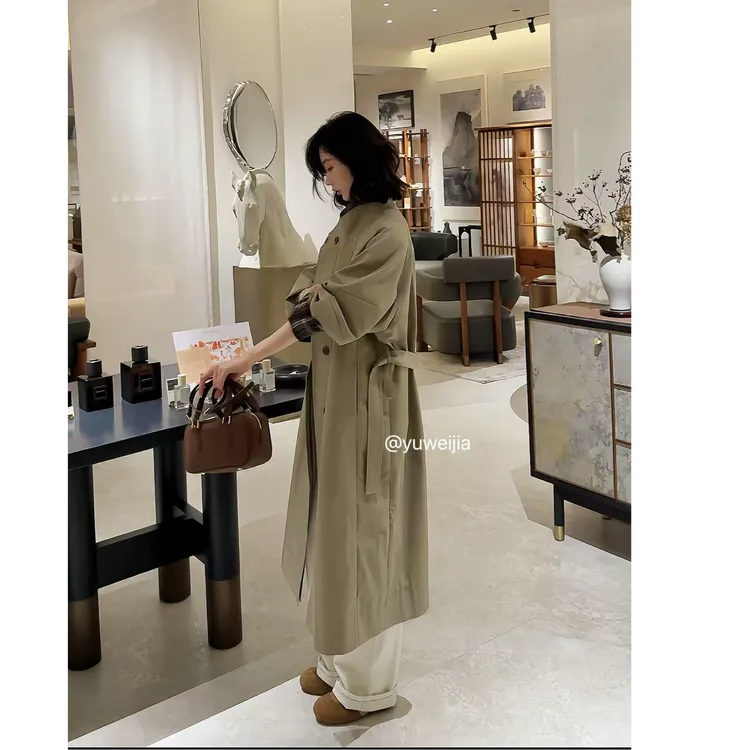 『GTYU』中长款休闲风薄款秋季女长款风衣百搭过膝轻奢侘寂风外套