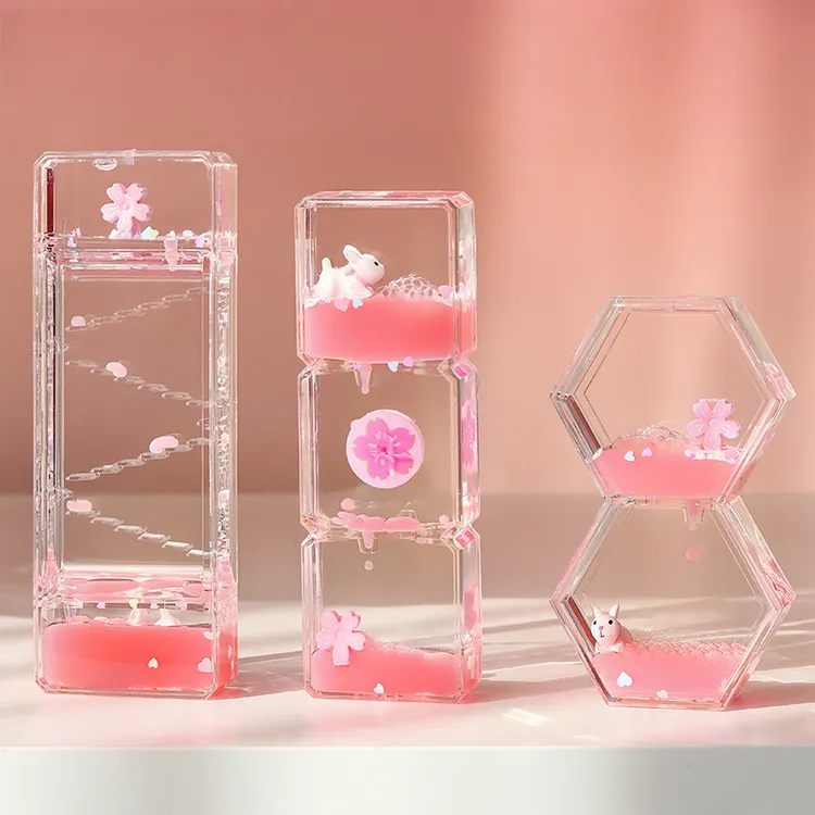 可爱樱花治愈解压工位情绪稳定神器油漏沙漏创意摆件电脑桌摆件