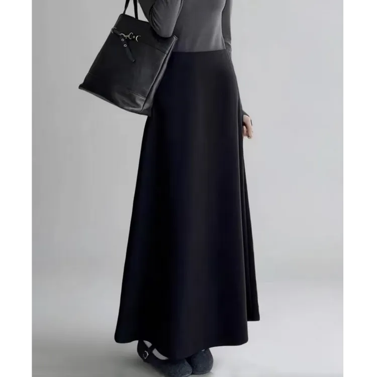 重磅加厚羊毛裙！原创加长半裙女简约百搭保暖毛呢半身裙A型长裙