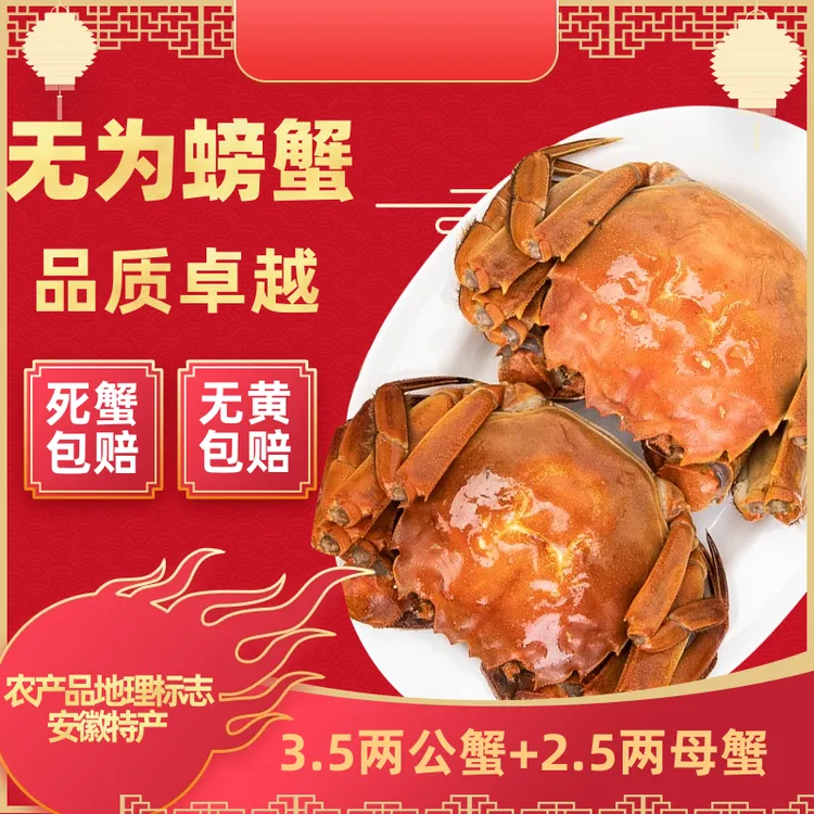 【活蟹公母搭配】公蟹3.5两母蟹2.5两6-10只装
