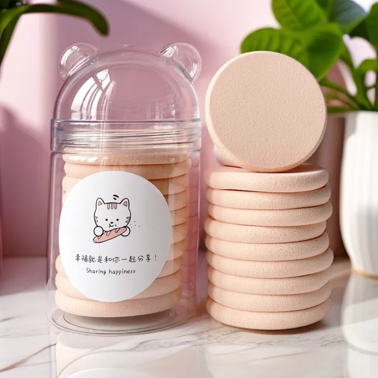 新圆形粉扑干湿两用粉底液专用气垫海绵粉饼湿扑柔软不吃粉10片装