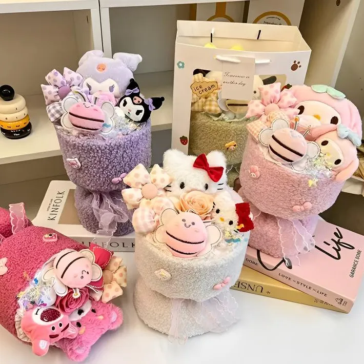 毕业季卡通公仔玩偶花束成品手捧花生日礼物搭配伴手礼创意礼品