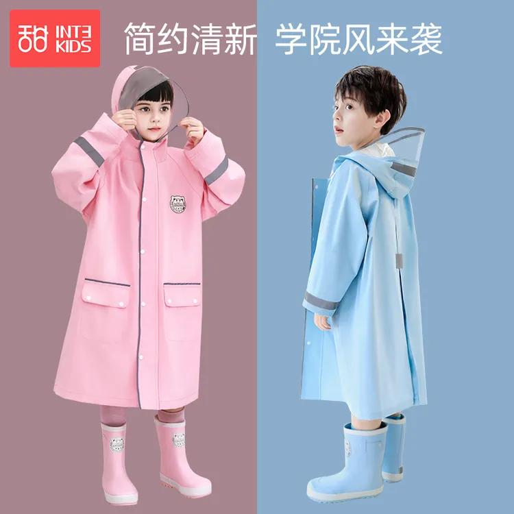 儿童雨衣亲子雨衣学生雨衣高颜值A类布料风衣款防大雨暴雨书包位