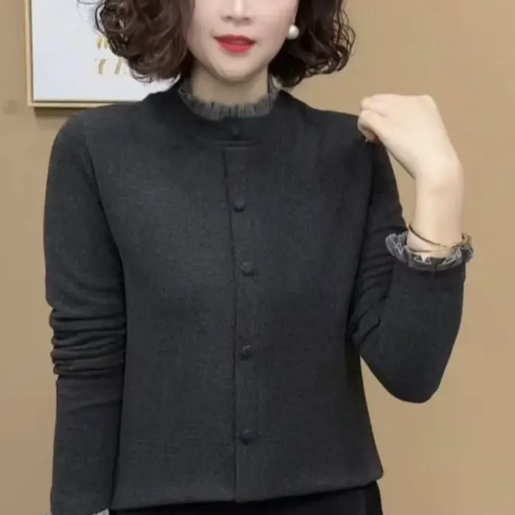 2025新款时尚洋气打底衫女士气质百搭设计感花苞领长袖上衣#889