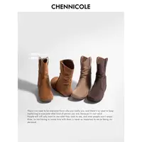 【CHENNICOLE】短靴/首尔/内增高/跟高3cm/筒围30cm/筒高20cm/啡棕/