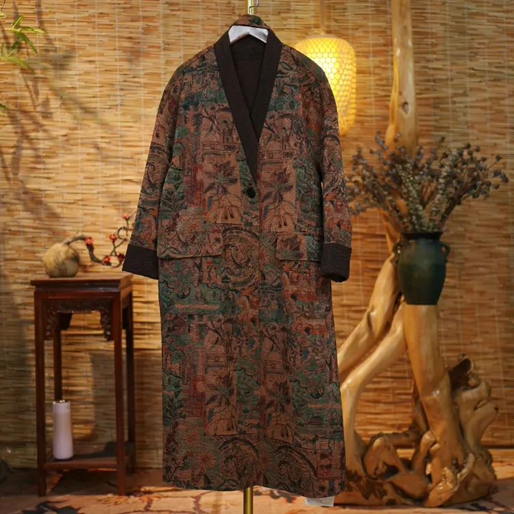 【松岚风衣 】复古设计师风衣斜襟中式中厚款127-50290松岚风衣