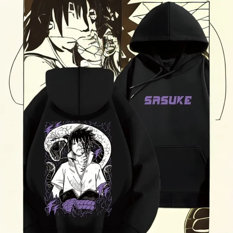 秋冬新款火影忍者鸣人联名周边男生加绒卫衣动漫连帽学生男童外套