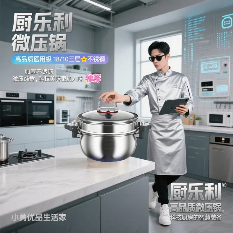 【新品高端】厨乐利多用不锈钢汤锅优质微压炖煮锅26CM7升大容量新